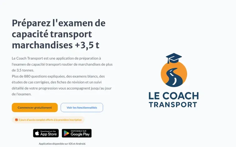 Screenshot of the Le Coach Transport homepage